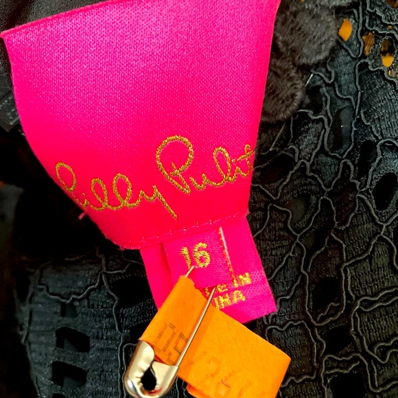 Lilly Pulitzer XL 16 Amenna Dress in Onyx Lace Little Black Dress - Picture 4 of 4